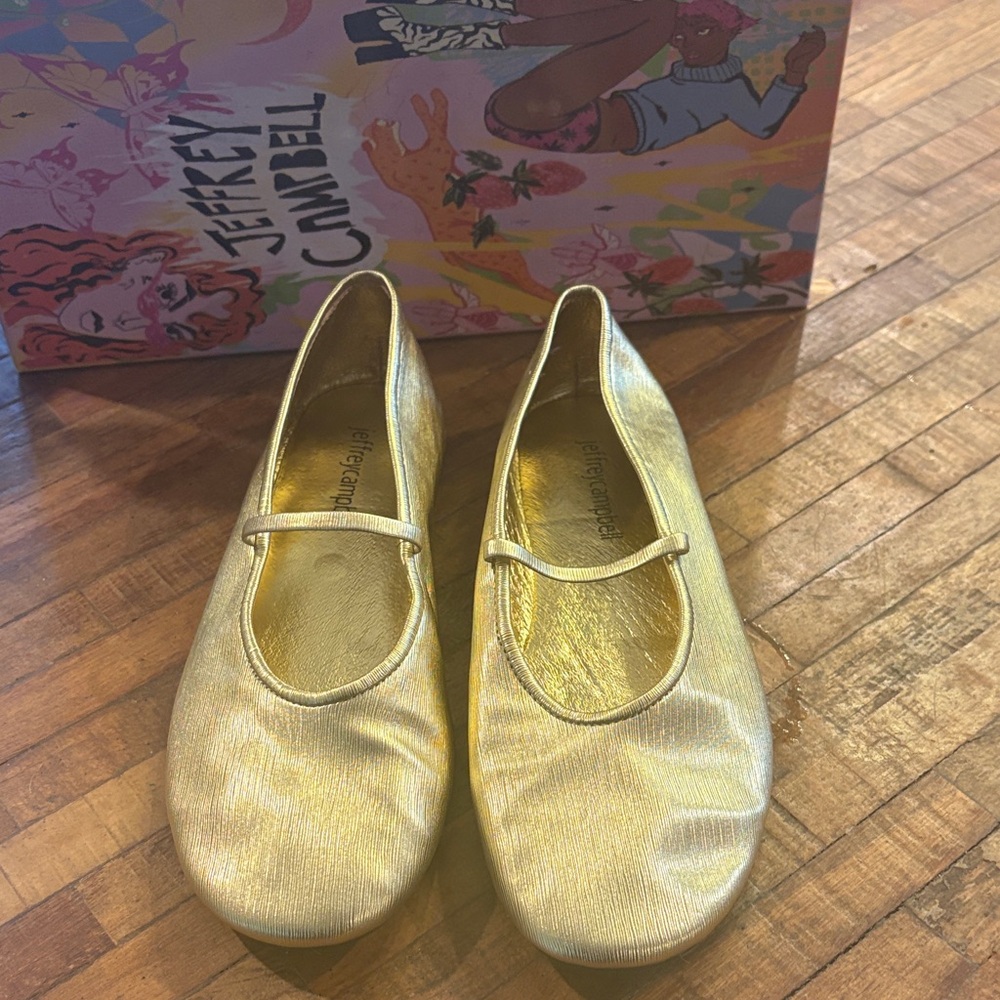 Jeffrey Campbell Shimmering Gold Flats